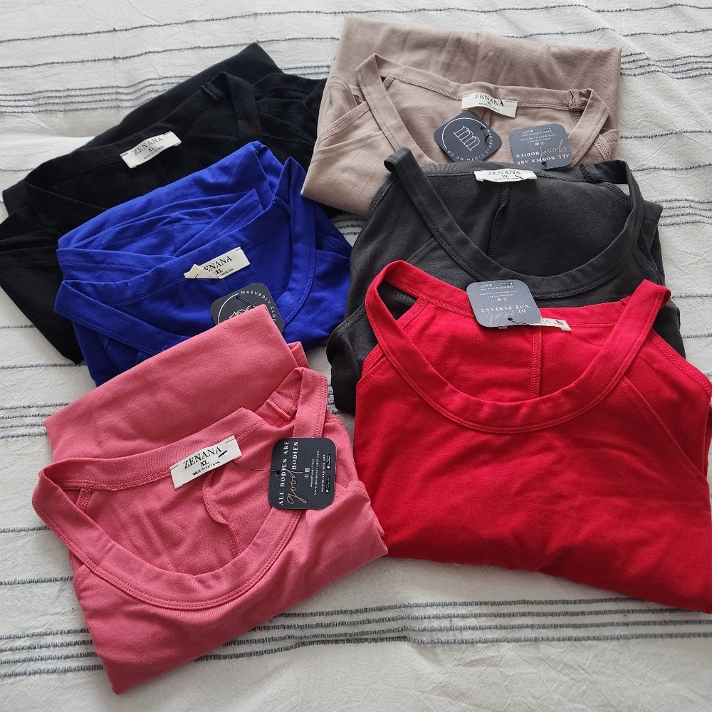 Zenana Women's Tank Tops - Red, Pink, Blue, Black, Tan, Charcoal Size XL.